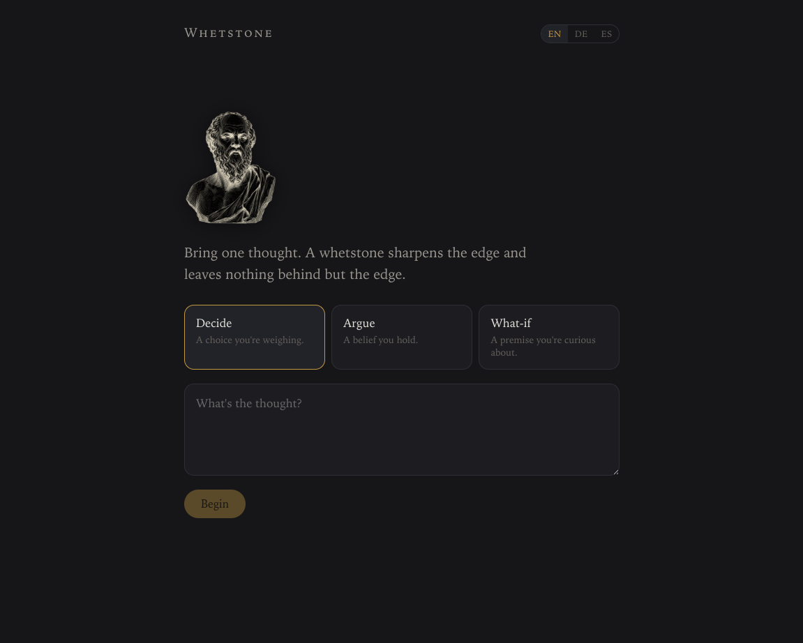 Whetstone critical-thinking interface